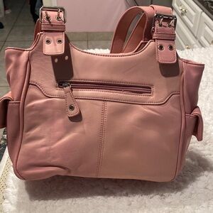 Womens Apostrophe solid pink leather pocketbook. NWT